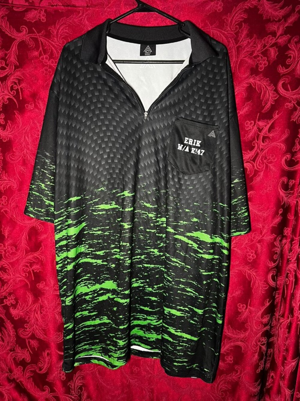 ARRAZ Men's 4XL XXXXL Black Green Graphic Print Activewear Shirt